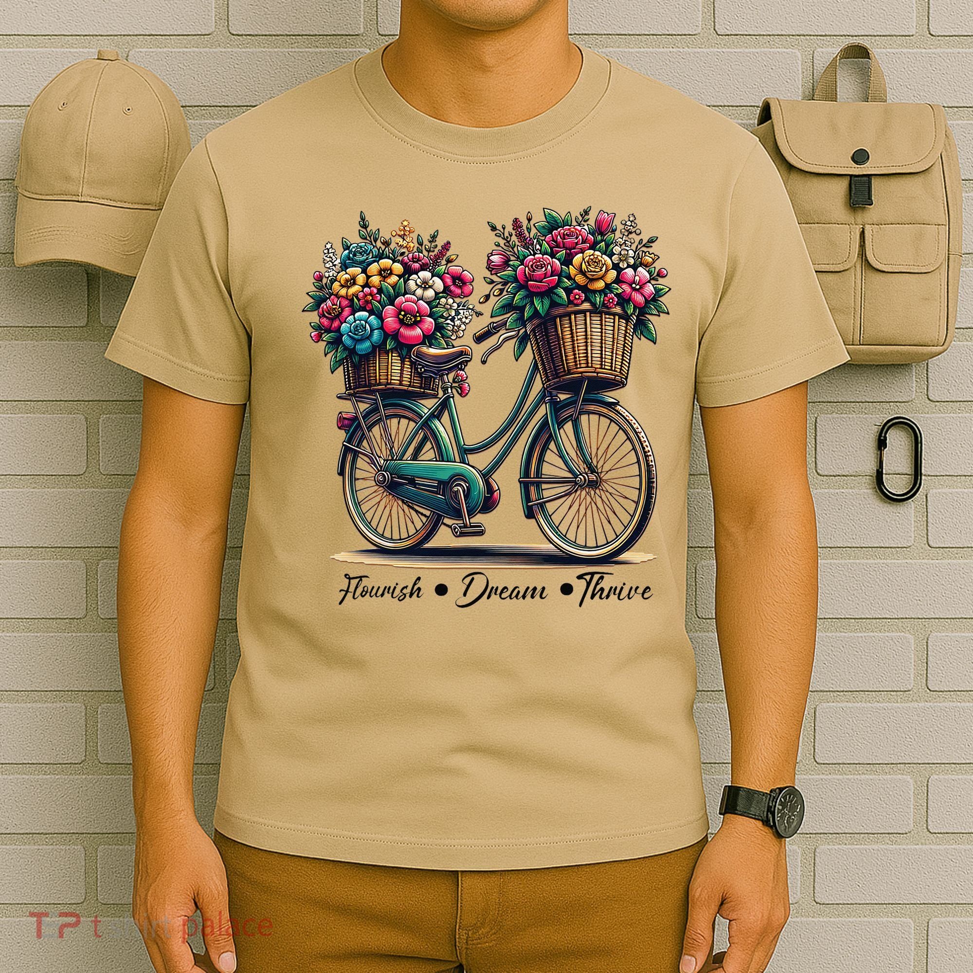 Bicycle Flower Basket Inspire Bloom Succeed T-Shirt