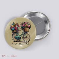 Bicycle Flower Basket Inspire Bloom Succeed Button thumb 0