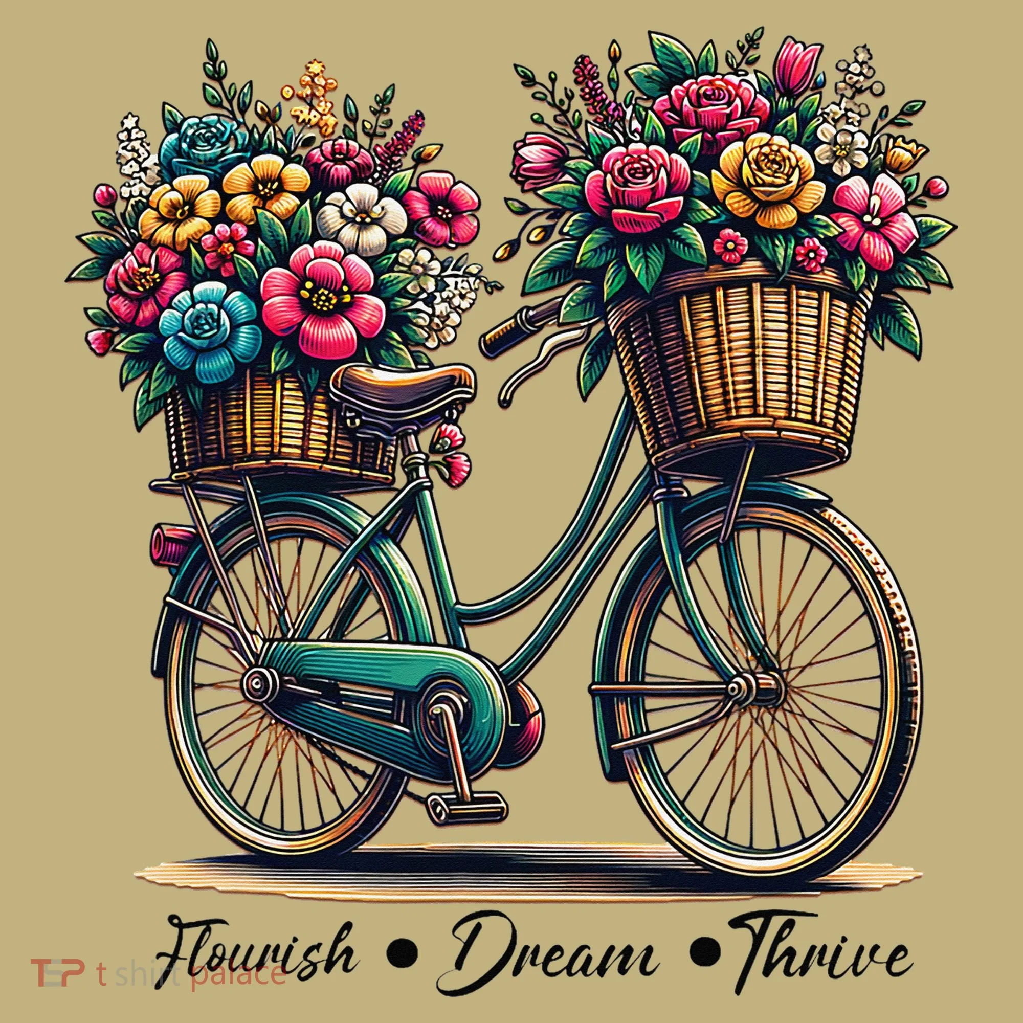 Bicycle Flower Basket Inspire Bloom Succeed Mousepad