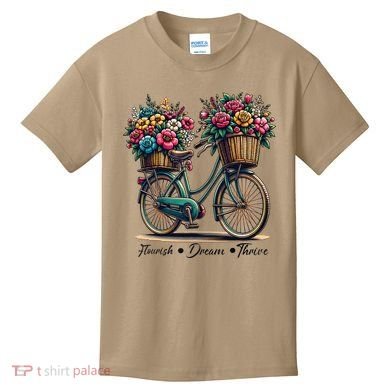 Bicycle Flower Basket Inspire Bloom Succeed Kids T-Shirt