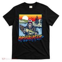 Bassquatch! Funny Bass Fishing Sasquatch Retro 80s Fisherman Gift T-Shirt thumb 0