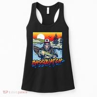 Bassquatch! Funny Bass Fishing Sasquatch Retro 80s Fisherman Gift Women's Tank Top thumb 0