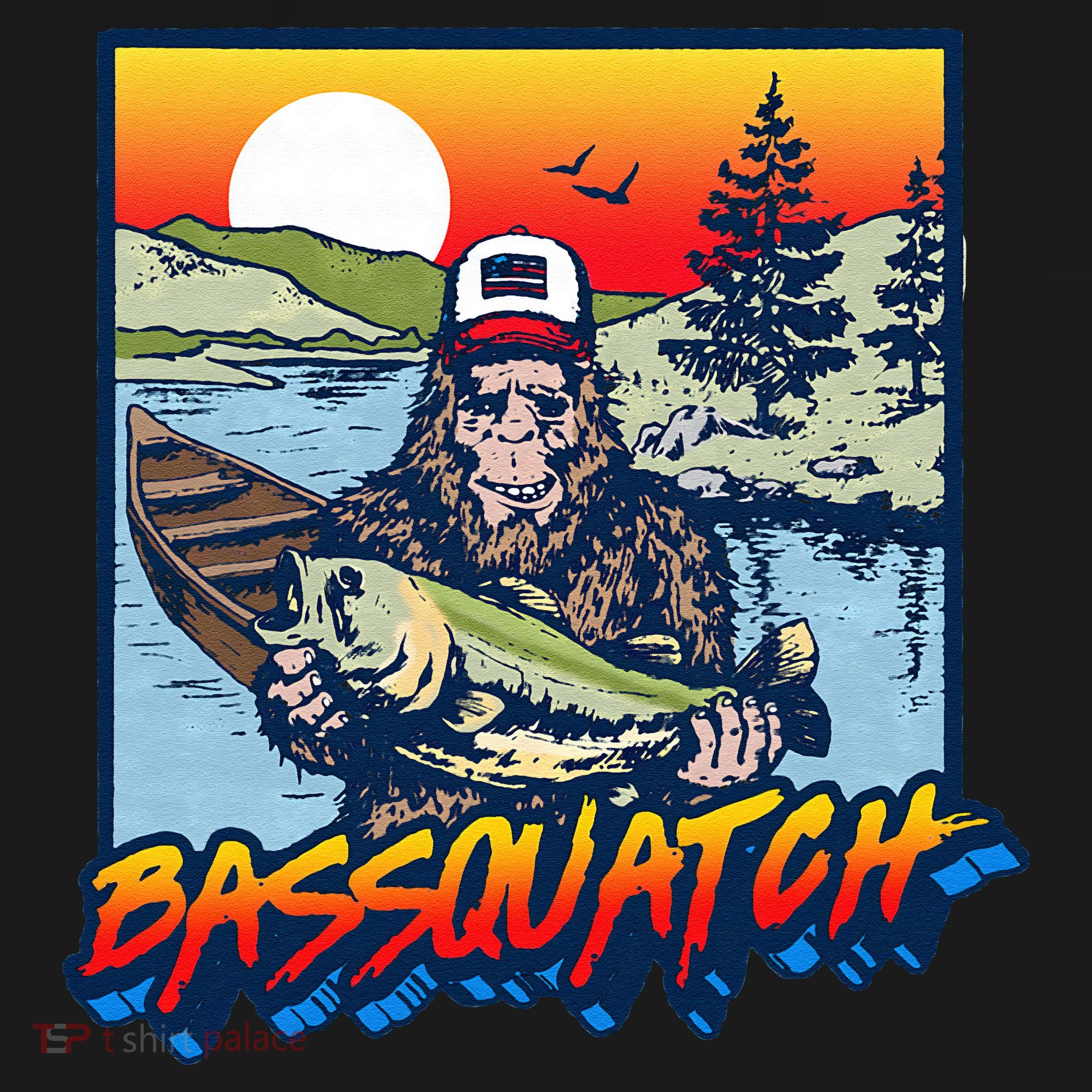 Bassquatch! Funny Bass Fishing Sasquatch Retro 80s Fisherman Gift Women's Tank Top