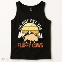 Buffalo Funny Bison Do Not Pet The Fluffy Cows Tank Top thumb 2