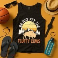 Buffalo Funny Bison Do Not Pet The Fluffy Cows Tank Top thumb 4