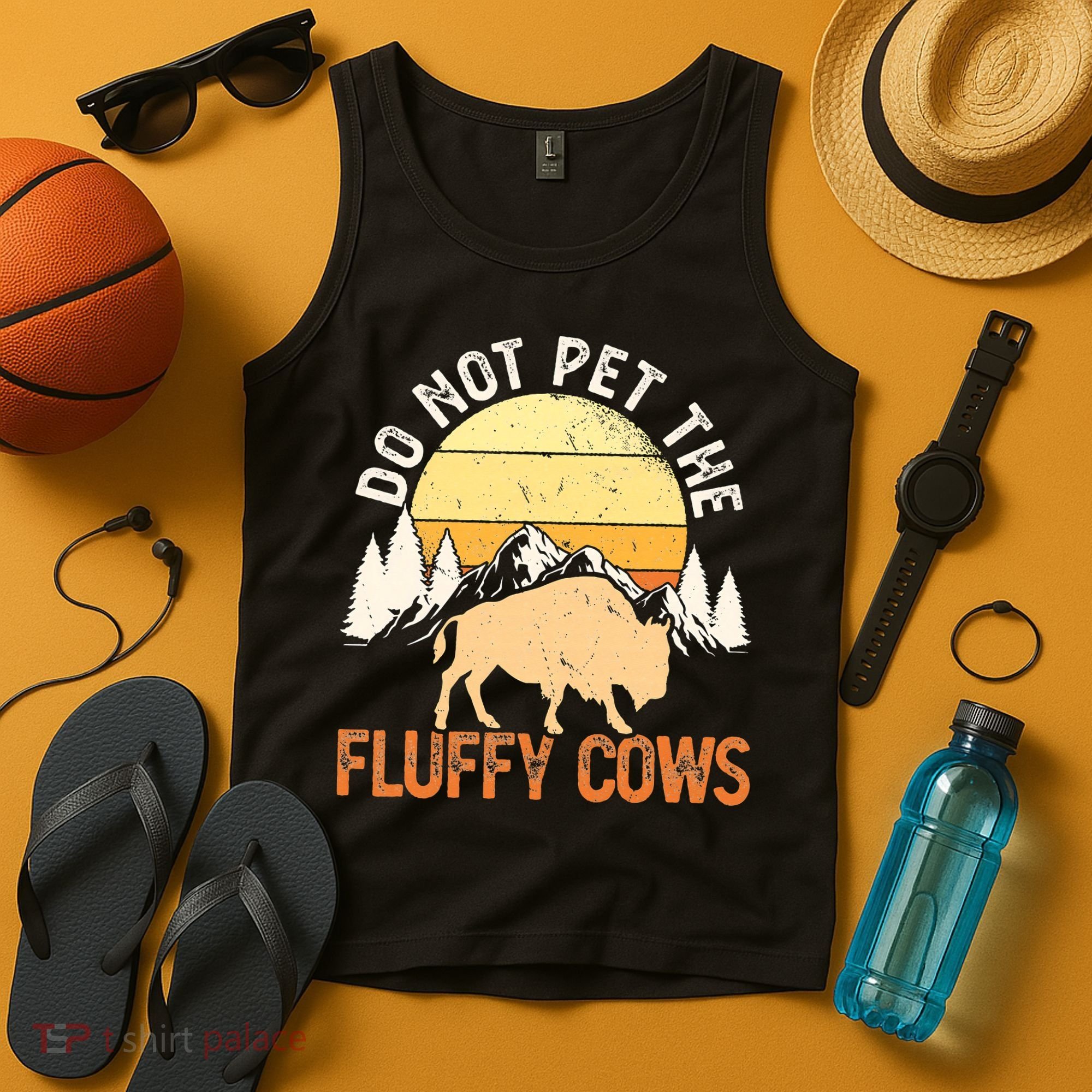 Buffalo Funny Bison Do Not Pet The Fluffy Cows Tank Top
