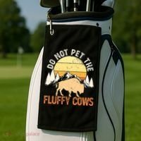 Buffalo Funny Bison Do Not Pet The Fluffy Cows Golf Towel thumb 2