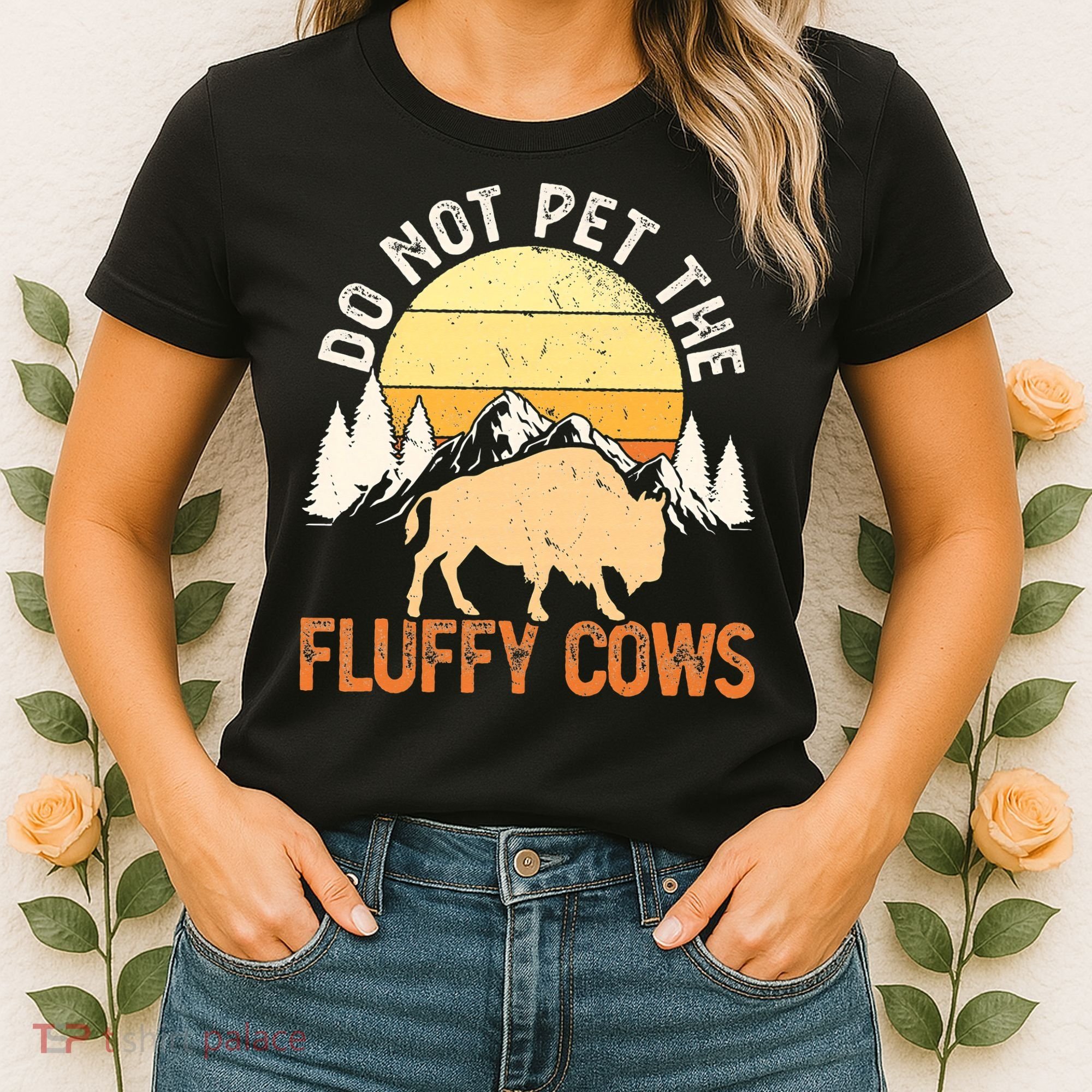 Buffalo Funny Bison Do Not Pet The Fluffy Cows Women's T-Shirt