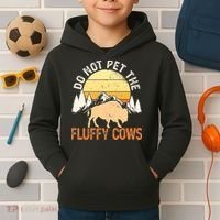 Buffalo Funny Bison Do Not Pet The Fluffy Cows Kids Hoodie thumb 2