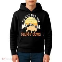 Buffalo Funny Bison Do Not Pet The Fluffy Cows Kids Hoodie thumb 4