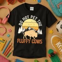 Buffalo Funny Bison Do Not Pet The Fluffy Cows Kids T-Shirt thumb 3