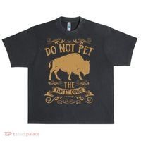 Buffalo Funny Bison Do Not Pet The Fluffy Cows Urban Oversized Heavyweight T-Shirt thumb 0