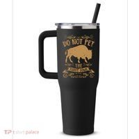 Buffalo Funny Bison Do Not Pet The Fluffy Cows 40oz Vacuum Insulated Stainless Steel Travel Tumbler thumb 2