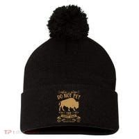 Buffalo Funny Bison Do Not Pet The Fluffy Cows Pom Pom 12in Knit Beanie thumb 0