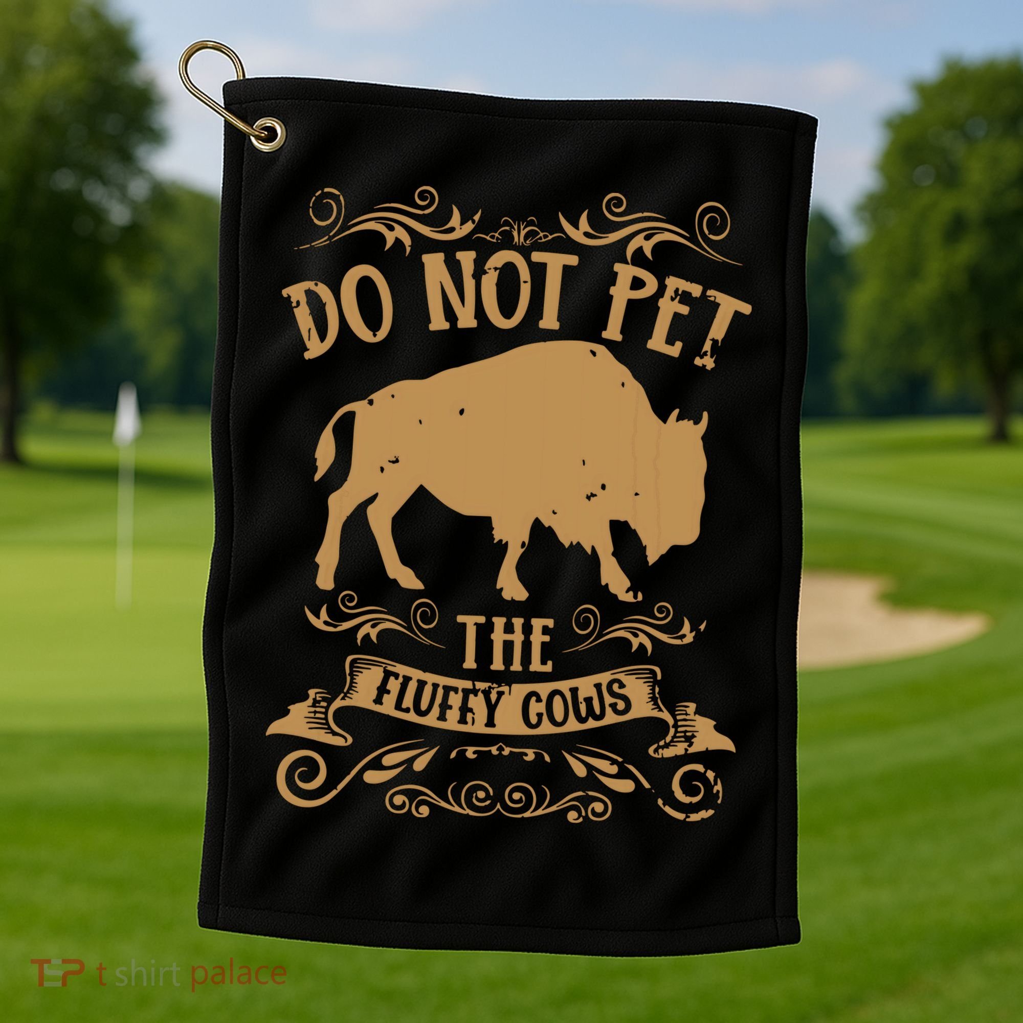Buffalo Funny Bison Do Not Pet The Fluffy Cows Golf Towel