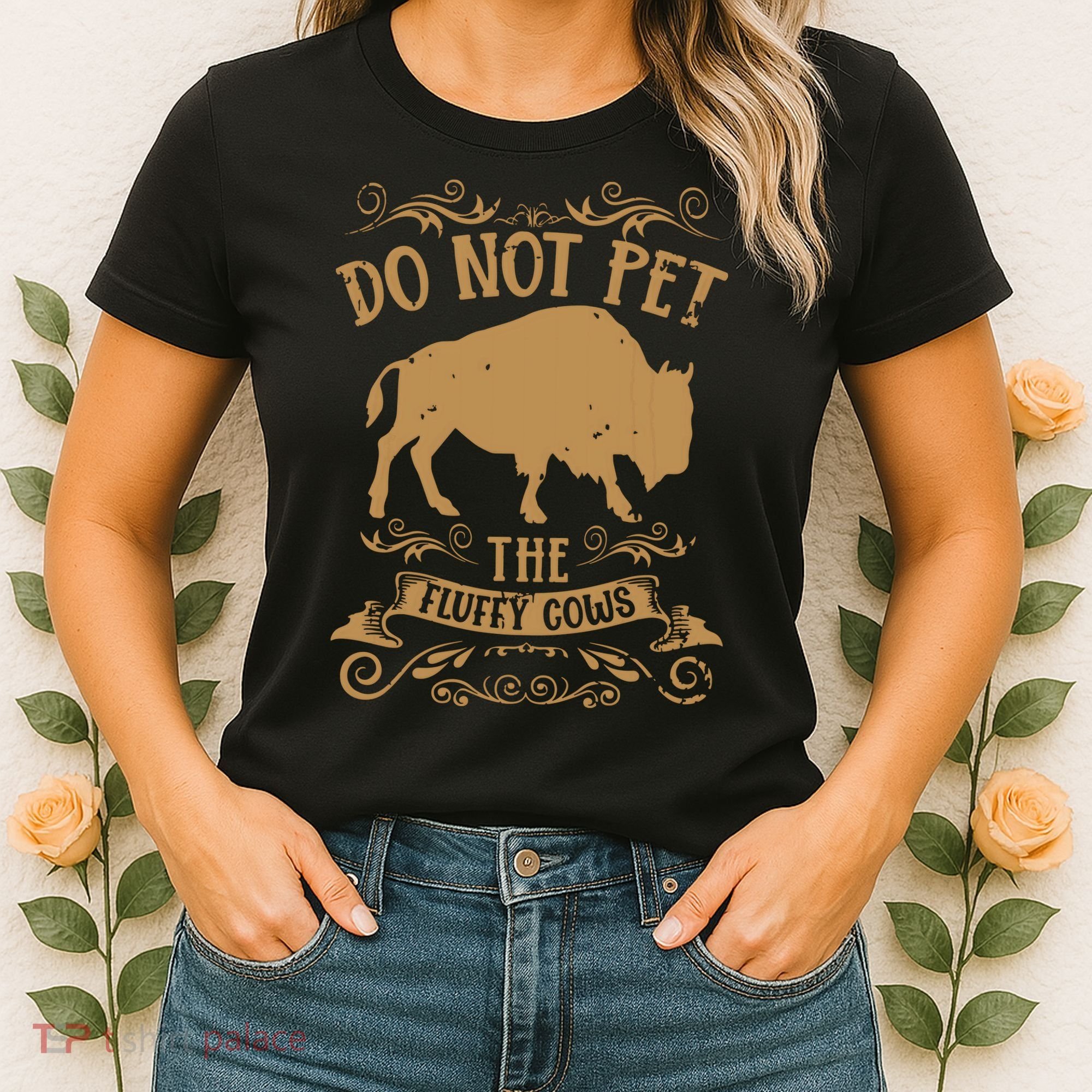 Buffalo Funny Bison Do Not Pet The Fluffy Cows Women's T-Shirt