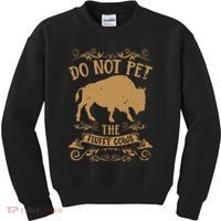 Buffalo Funny Bison Do Not Pet The Fluffy Cows Kids Sweatshirt thumb 0