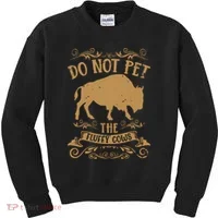 Buffalo Funny Bison Do Not Pet The Fluffy Cows Kids Sweatshirt thumb 0