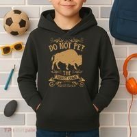 Buffalo Funny Bison Do Not Pet The Fluffy Cows Kids Hoodie thumb 2