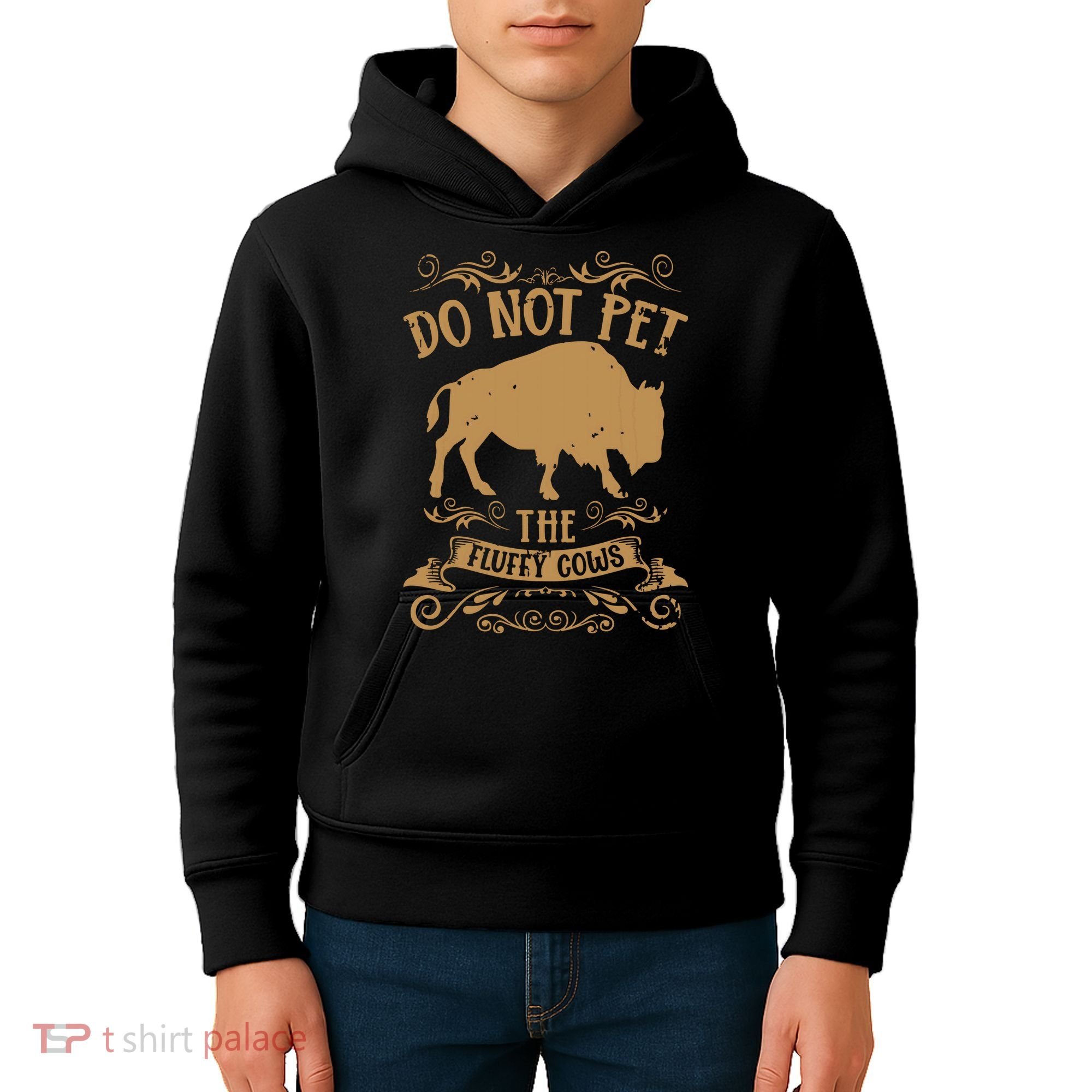 Buffalo Funny Bison Do Not Pet The Fluffy Cows Kids Hoodie