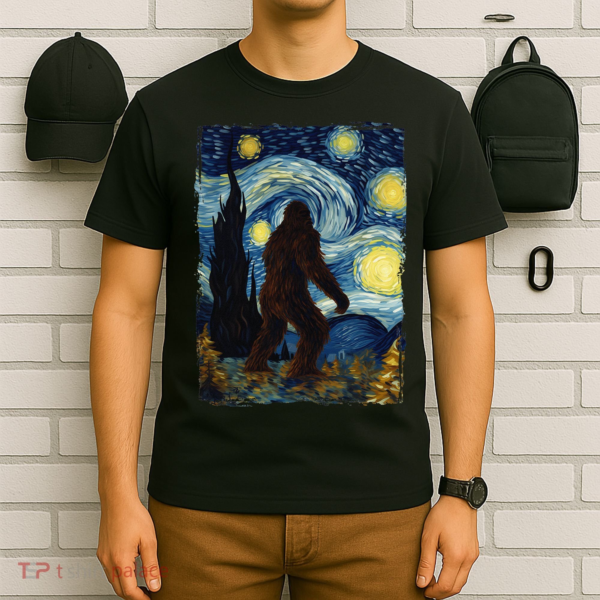 Bigfoot For  Bigfoot Starry Night Van Gogh T-Shirt