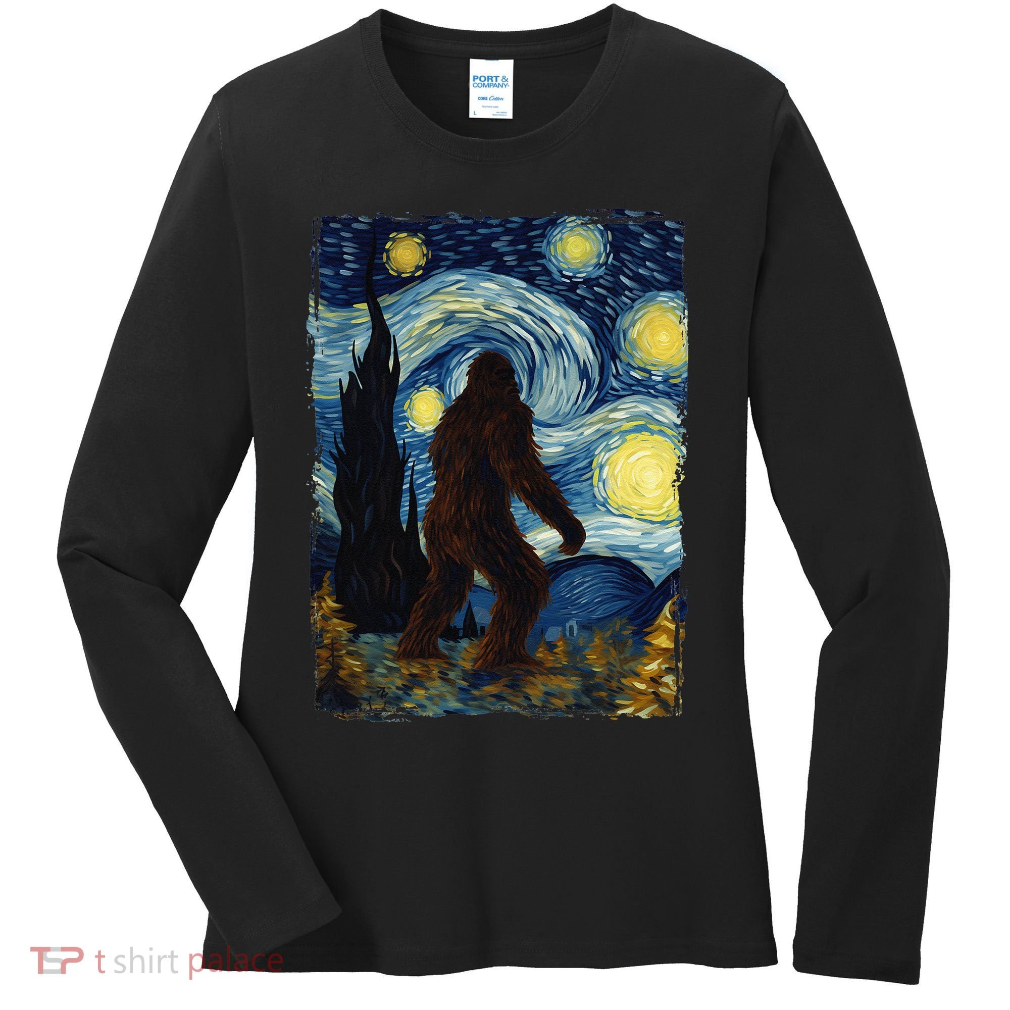 Bigfoot For  Bigfoot Starry Night Van Gogh Women's Long Sleeve Shirt