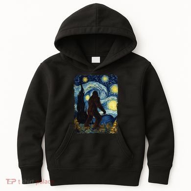 Bigfoot For  Bigfoot Starry Night Van Gogh Kids Hoodie