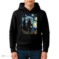 Bigfoot For  Bigfoot Starry Night Van Gogh Kids Hoodie thumb 4
