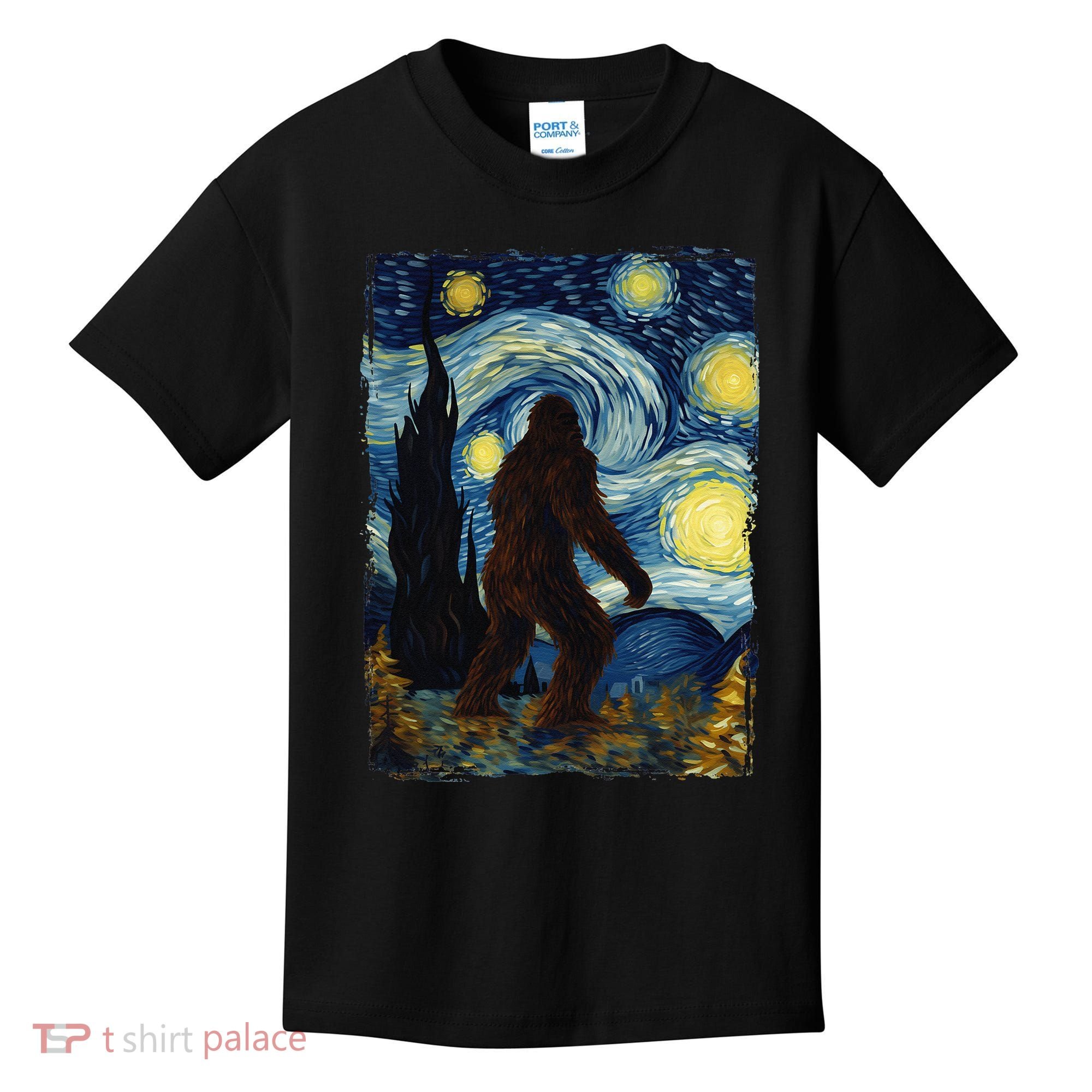 Bigfoot For  Bigfoot Starry Night Van Gogh Kids T-Shirt
