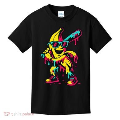 Banana Funny Baseball Drip Bananas Kids T-Shirt