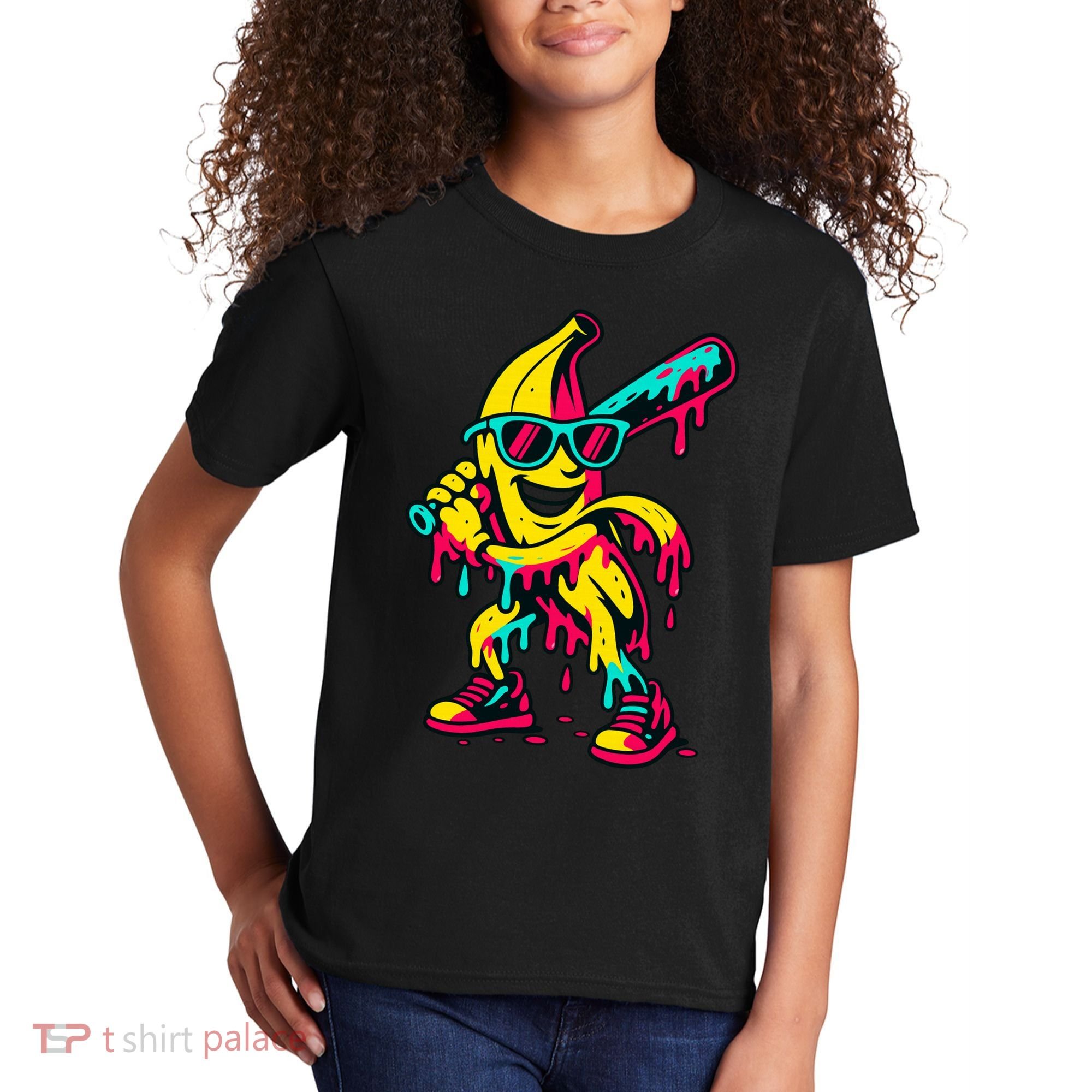 Banana Funny Baseball Drip Bananas Kids T-Shirt