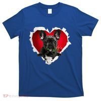 Black French Bulldog Dog Rose Heart Valentines Day Couple Gift T-Shirt thumb 0