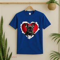 Black French Bulldog Dog Rose Heart Valentines Day Couple Gift T-Shirt thumb 2