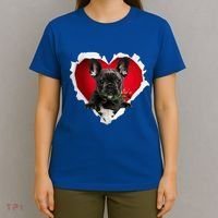 Black French Bulldog Dog Rose Heart Valentines Day Couple Gift T-Shirt thumb 4