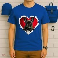 Black French Bulldog Dog Rose Heart Valentines Day Couple Gift T-Shirt thumb 6