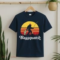 Bassquatch! Funny Bigfoot Fishing Outdoor Retro T-Shirt thumb 2