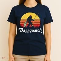 Bassquatch! Funny Bigfoot Fishing Outdoor Retro T-Shirt thumb 4