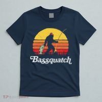 Bassquatch! Funny Bigfoot Fishing Outdoor Retro T-Shirt thumb 5
