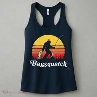 Bassquatch! Funny Bigfoot Fishing Outdoor Retro Women's Tank Top thumb 3