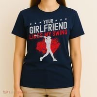Baseball Fan Batter Vintage Your Girlfriend Likes My Swing T-Shirt thumb 4