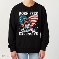 Born Free But Now IM Expensive Funny Mom Bun Cat July 4th Women's Sweatshirt thumb 0