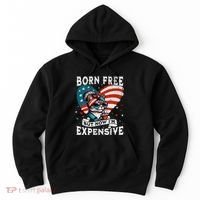 Born Free But Now IM Expensive Funny Mom Bun Cat July 4th Hoodie thumb 0