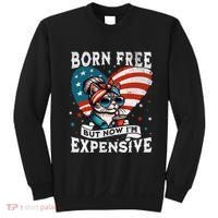 Born Free But Now IM Expensive Funny Mom Bun Cat July 4th Sweatshirt thumb 0