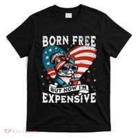 Born Free But Now IM Expensive Funny Mom Bun Cat July 4th T-Shirt thumb 0