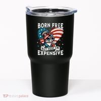 Born Free But Now IM Expensive Funny Mom Bun Cat July 4th Tumbler thumb 0