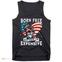 Born Free But Now IM Expensive Funny Mom Bun Cat July 4th Tank Top thumb 0