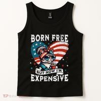 Born Free But Now IM Expensive Funny Mom Bun Cat July 4th Tank Top thumb 2
