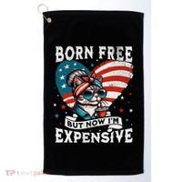 Born Free But Now IM Expensive Funny Mom Bun Cat July 4th Golf Towel thumb 0