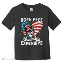 Born Free But Now IM Expensive Funny Mom Bun Cat July 4th Toddler T-Shirt thumb 0