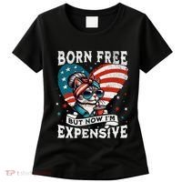 Born Free But Now IM Expensive Funny Mom Bun Cat July 4th Women's T-Shirt thumb 0